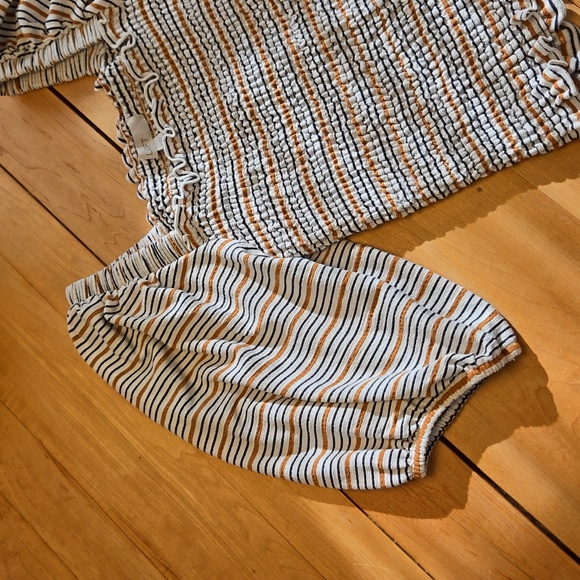 LOFT Striped Smocked Drape Sleeve Top - Picture 3 of 9